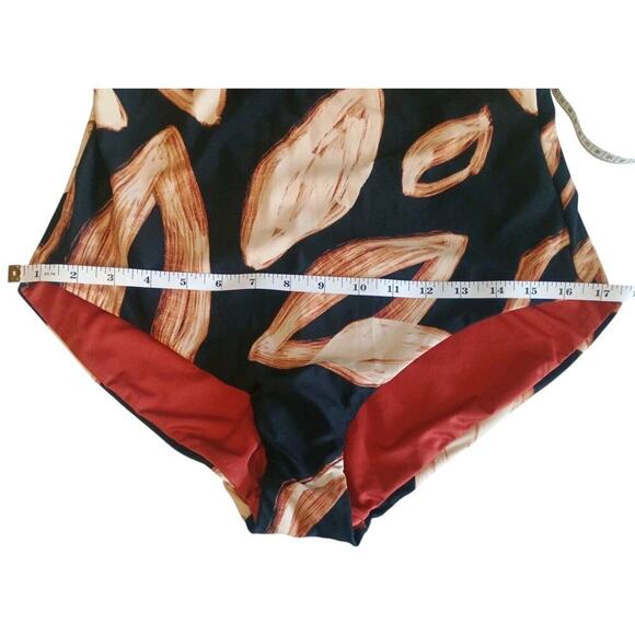 DKNY Halter Ring One Piece Swimsuit color Painted Leaf Large NWT - Picture 10 of 13